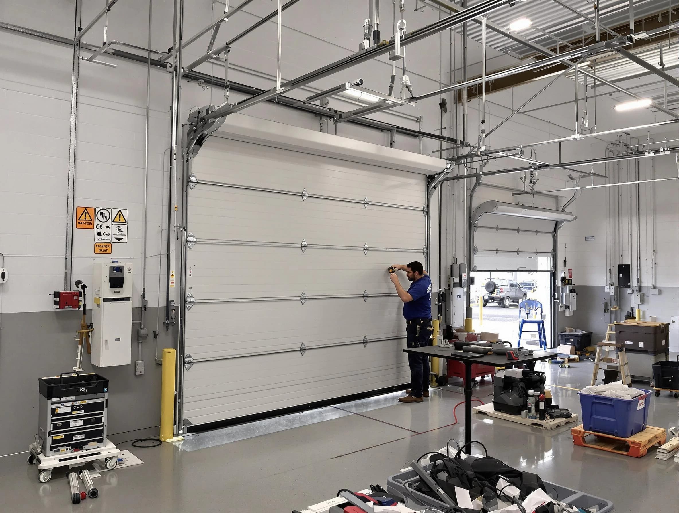 Commercial garage door repair being performed by West Mifflin Garage Door Repair expert in West Mifflin