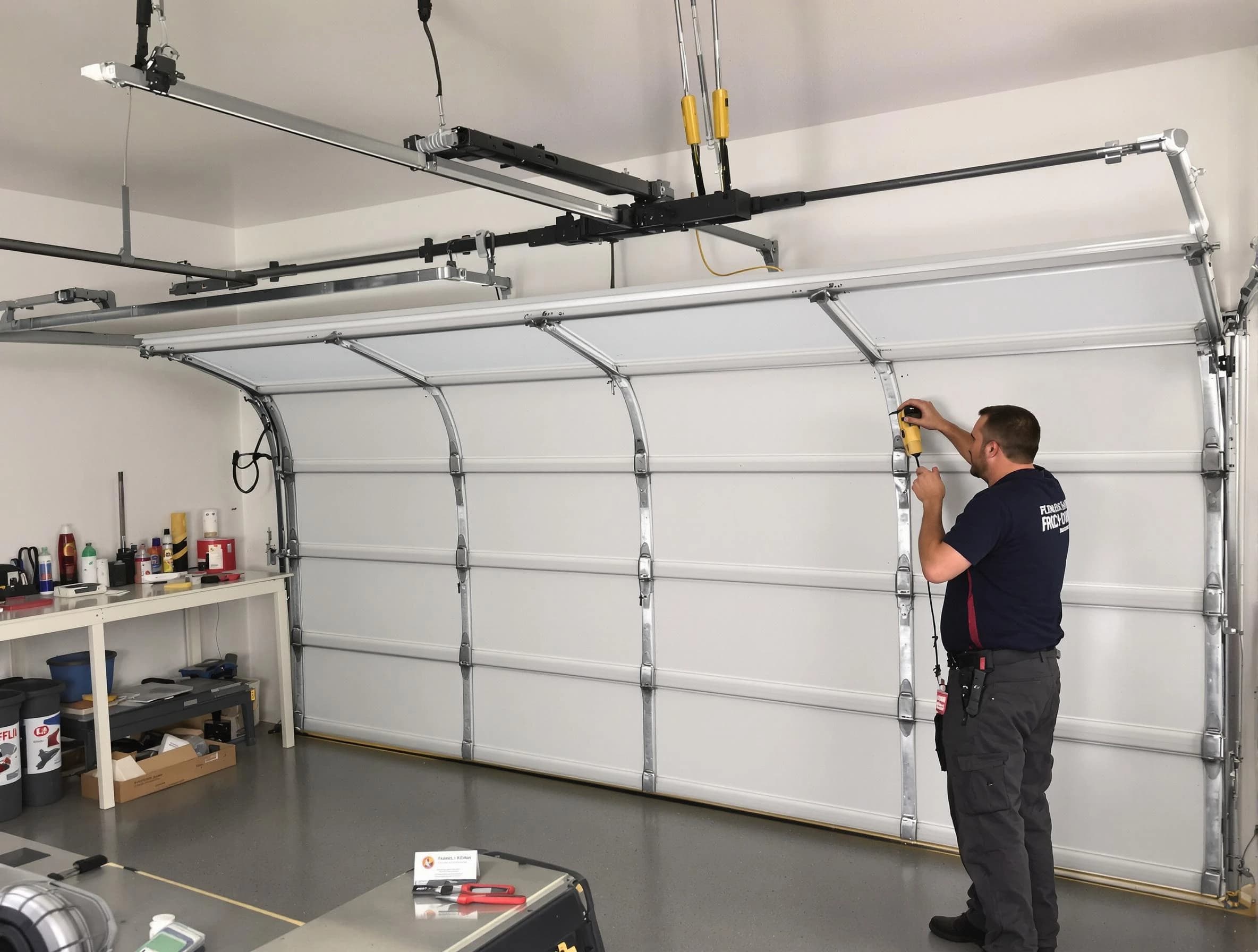 West Mifflin Garage Door Repair certified technician performing overhead door system repair in West Mifflin