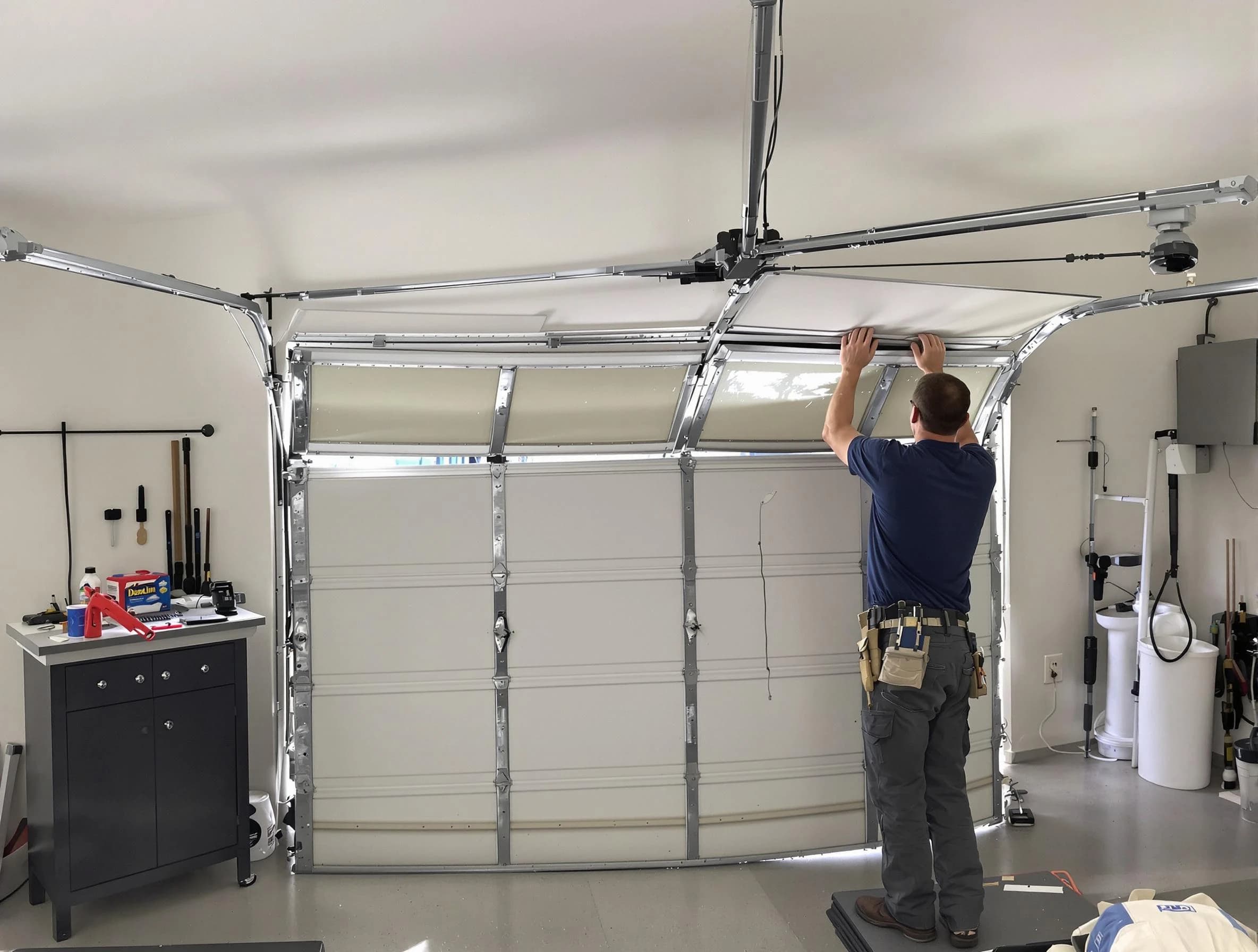 West Mifflin Garage Door Repair specialist performing precise section replacement on West Mifflin garage door