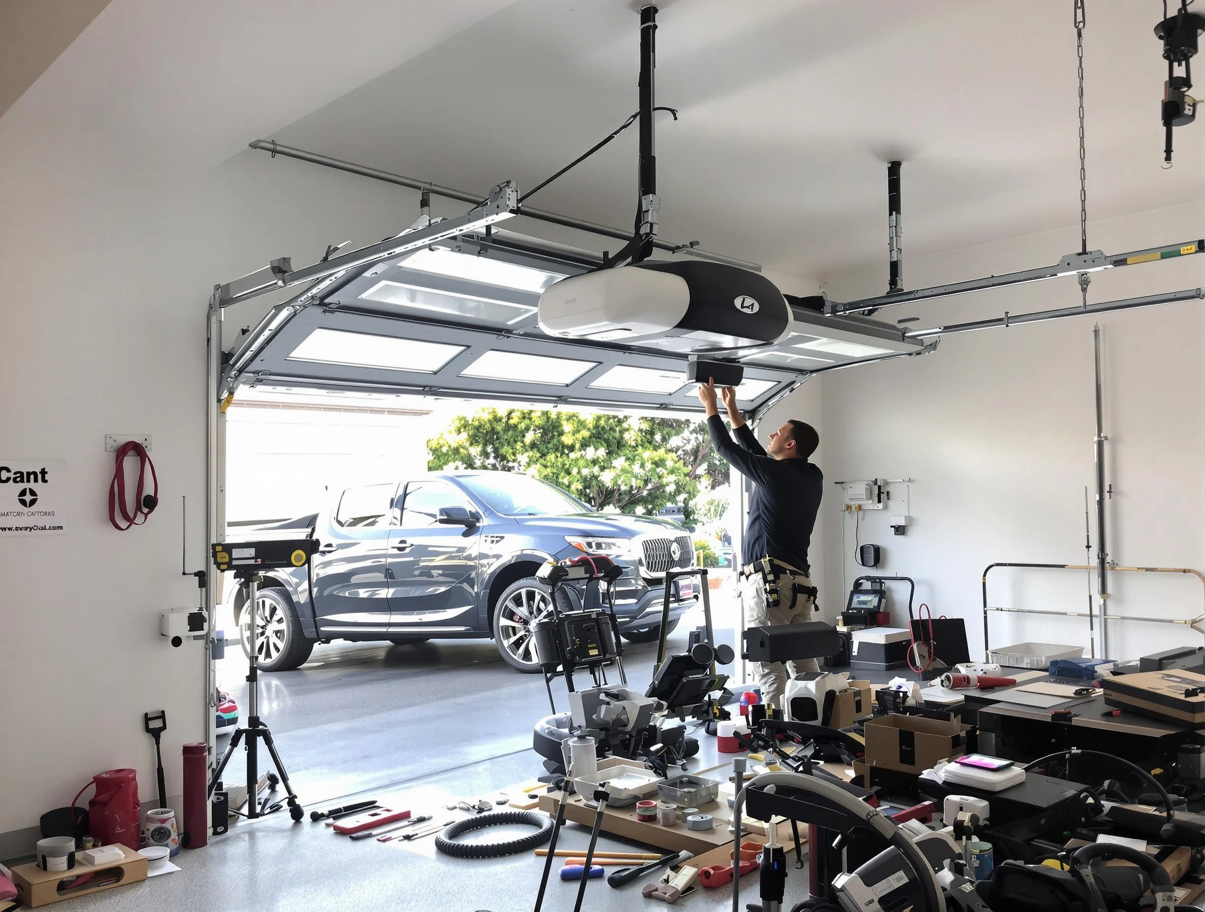 West Mifflin Garage Door Repair specialist installing smart garage door opener system in West Mifflin home