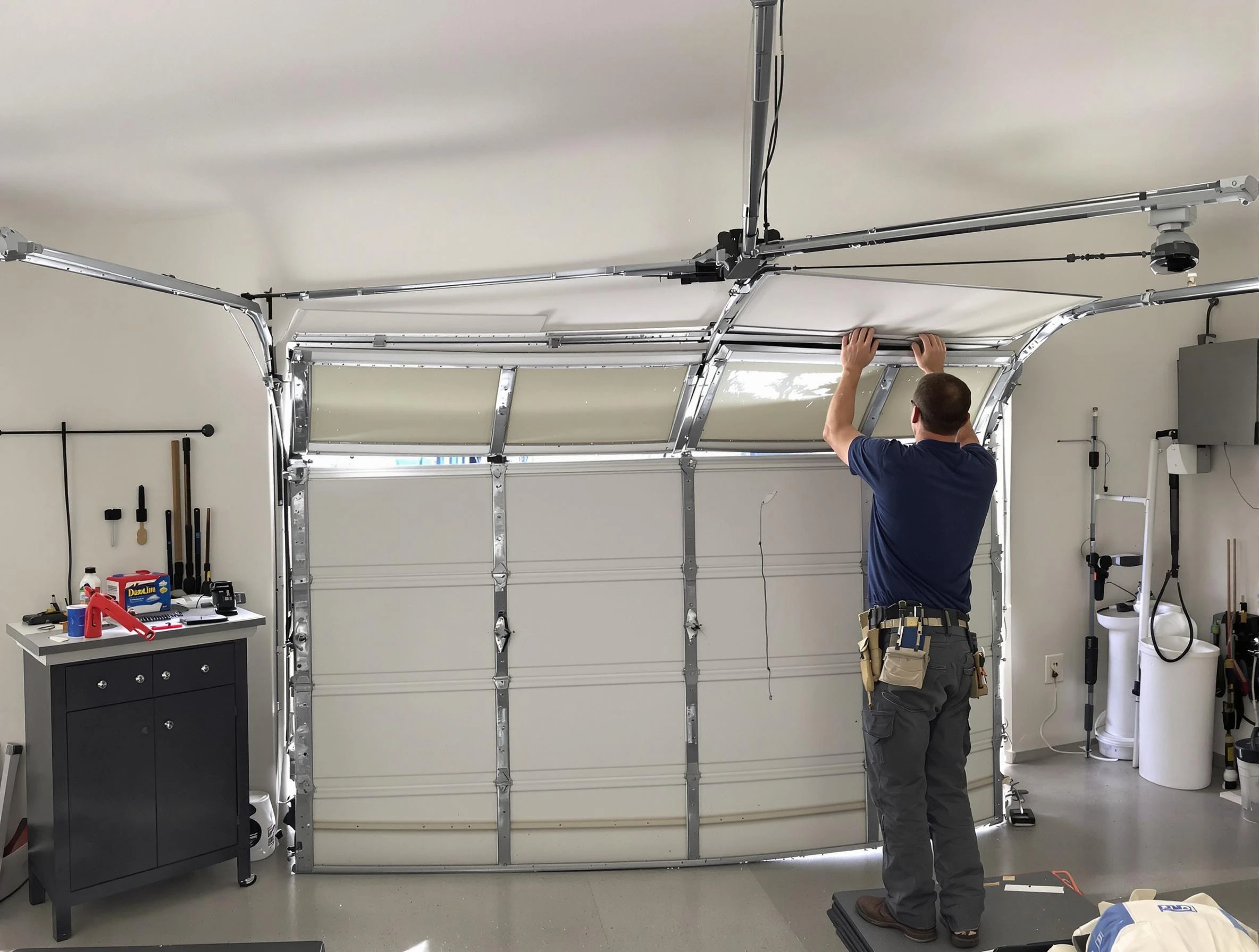 West Mifflin Garage Door Repair specialist performing precise section replacement on West Mifflin garage door